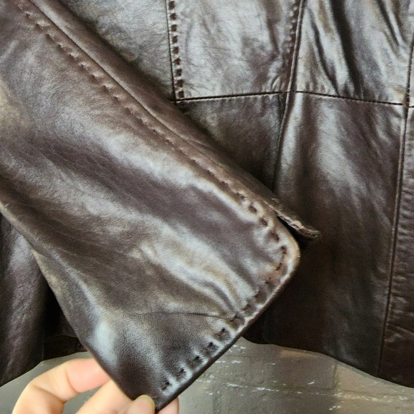 Women's Soft Leather Jacket - Provence D'Amour - Chocolate - Small - Picture 8 of 8